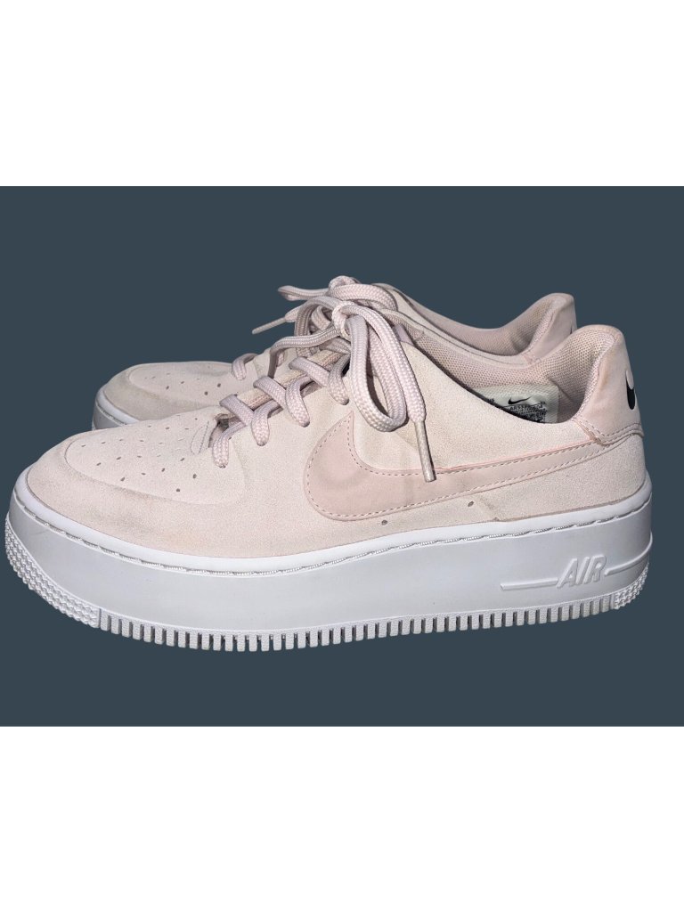 Nike Air Force 1 Sage Low Barely Rose Sneakers Size 7 Suede Upper Platform